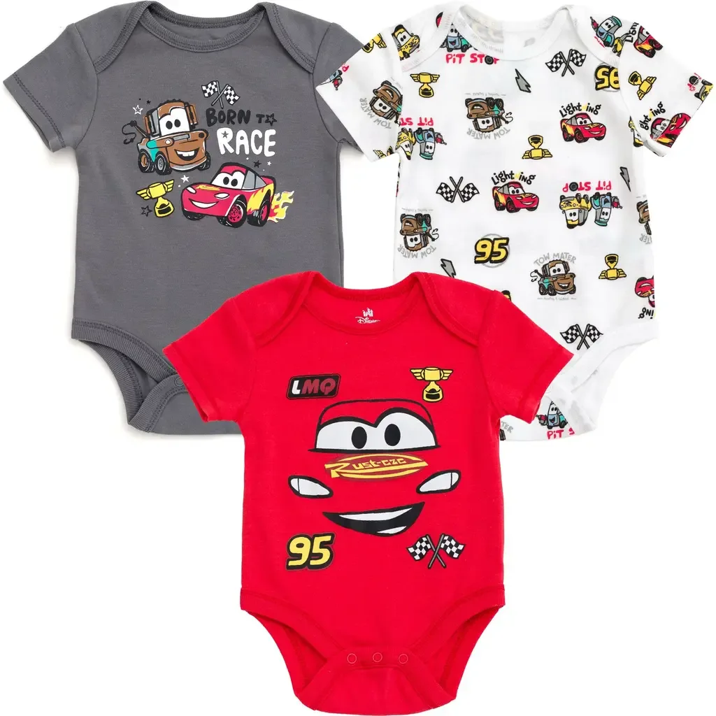 Pixar 3-Pack Short Sleeve Bodysuits by Disney