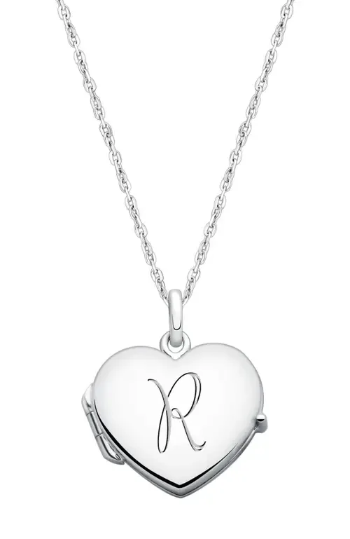 Sterling Silver Heart Locket & Engraved Initial 14-16" Necklace by Tiny Blessings
