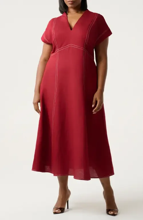 Arden Linen Blend Empire Waist Dress by Estelle