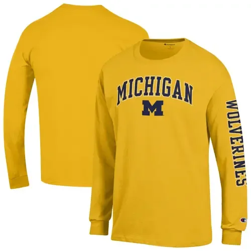 Champion Michigan Wolverines Arch Over Logo 2-Hit Long Sleeve T-Shirt by Champion