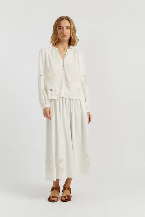 Linen-Blend Broderie Blouse by Chinti & Parker