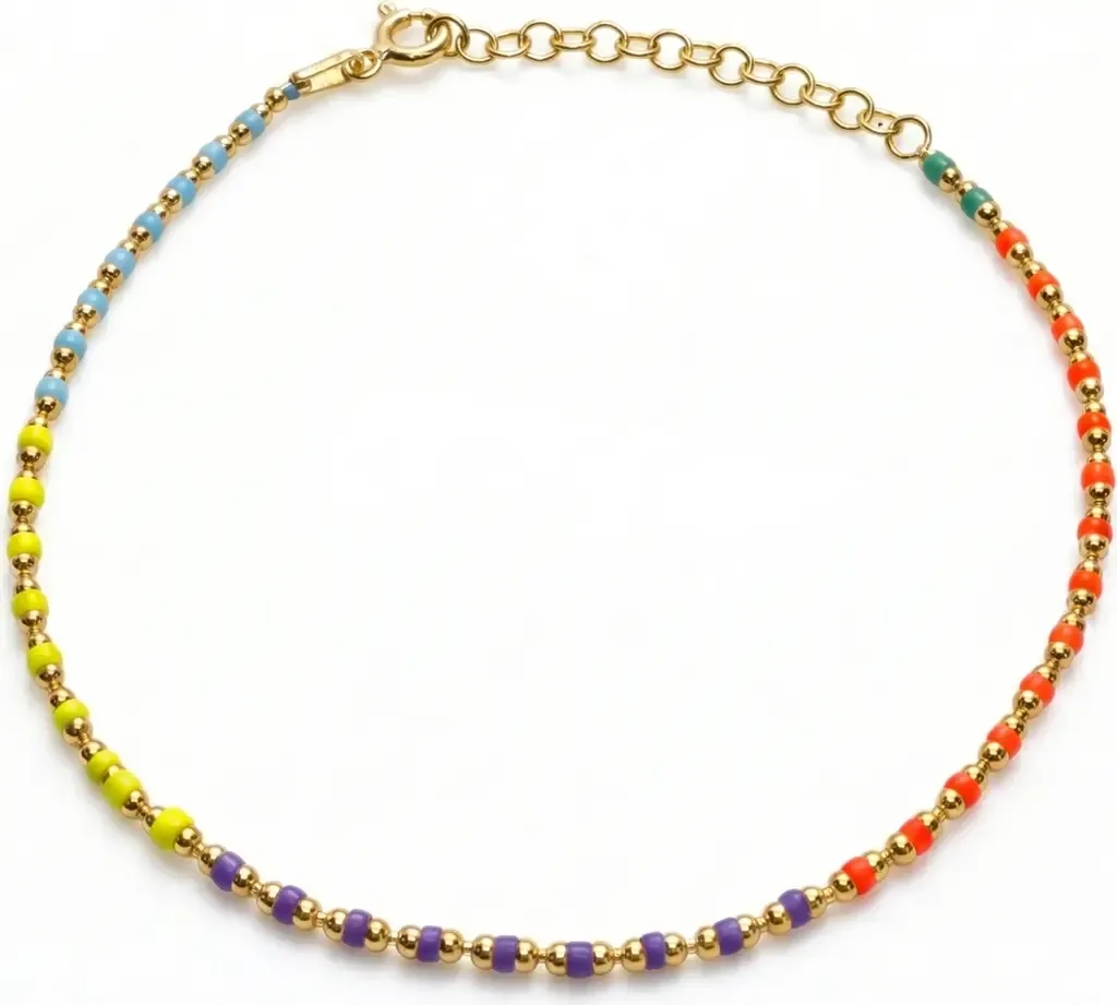 Sterling Silver Enamel Mine Beaded Colourful Rainbow Bracelet by Spero London