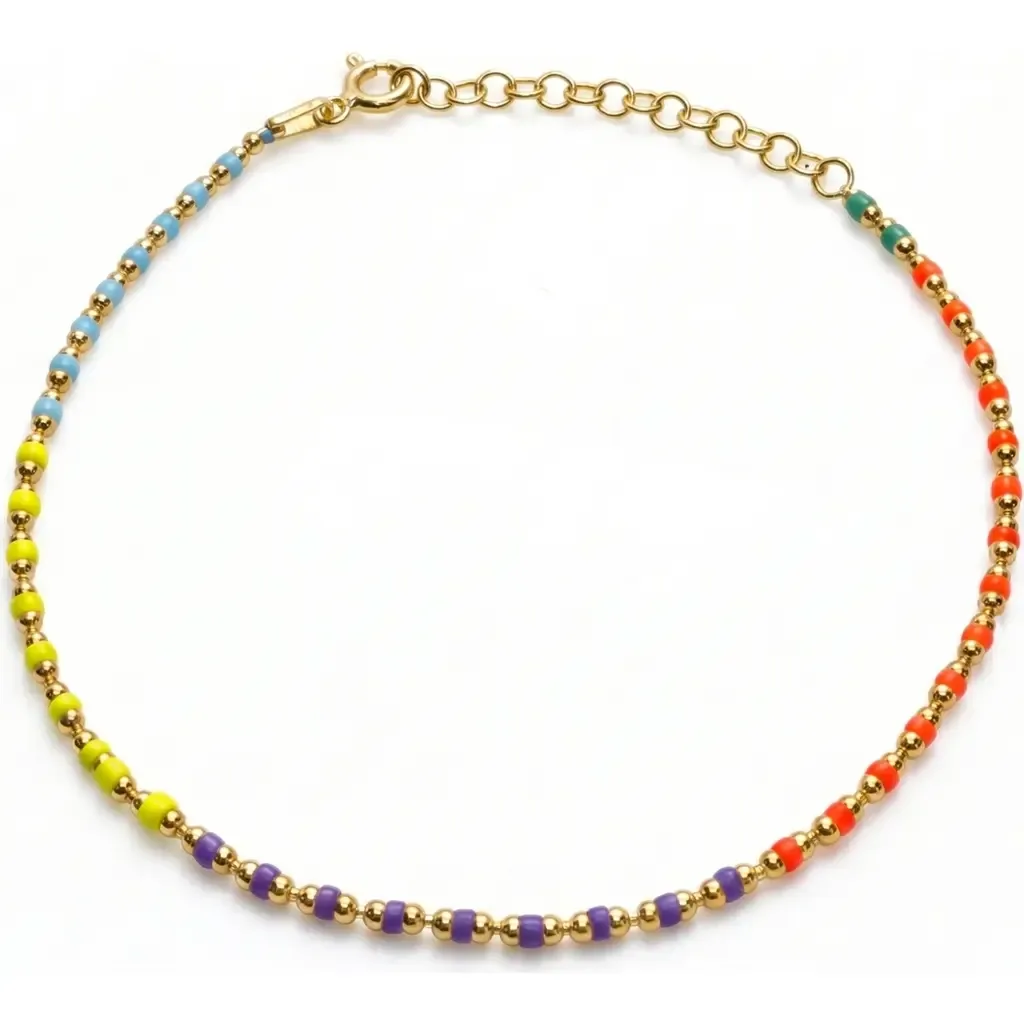Sterling Silver Enamel Mine Beaded Colourful Rainbow Bracelet by Spero London