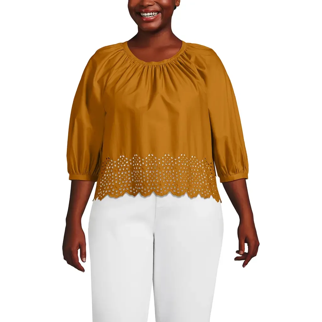 Gathered Eyelet Top by Lands' End