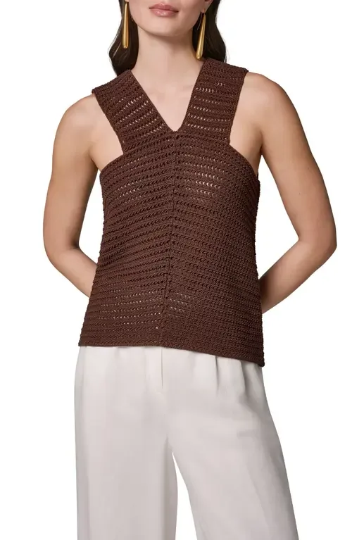 Metallic Open Stitch Sweater Tank by Donna Karan New York