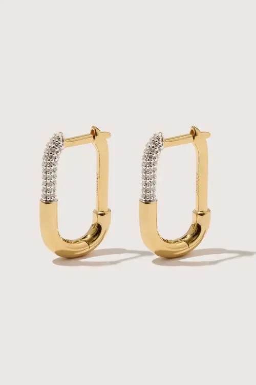 14kt Gold Vermeil Pavé Staple Hoop Earrings by Otiumberg
