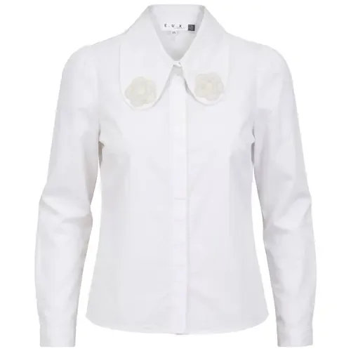 Applique Collar Concealed Button Long Sleeve Blouse by E.U.X. Exclusive