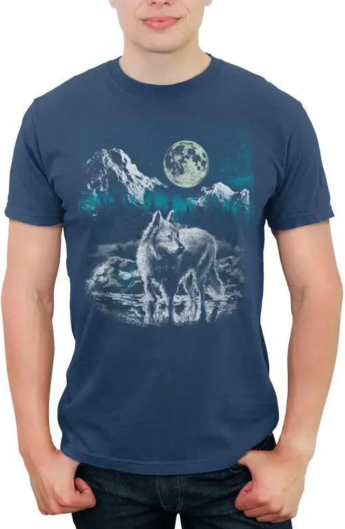 Classic Wolf Scene Short Sleeve Graphic T-Shirt by Lost Gods