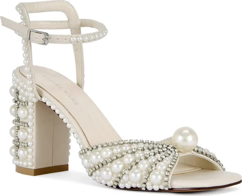 Esteva Crystal Studded Ankle Strap Sandal by AZALEA WANG