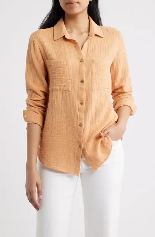 Micaela Cotton Button-Up Shirt by beachlunchlounge