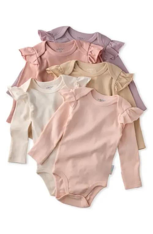 Ashley Ruffle Long Sleeve Organic Cotton 5-Pack Bodysuits by BUTTERBLU