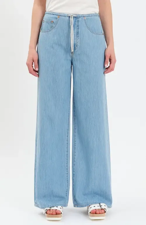 Madison Stripe Drawstring Wide Leg Jeans by DAZE