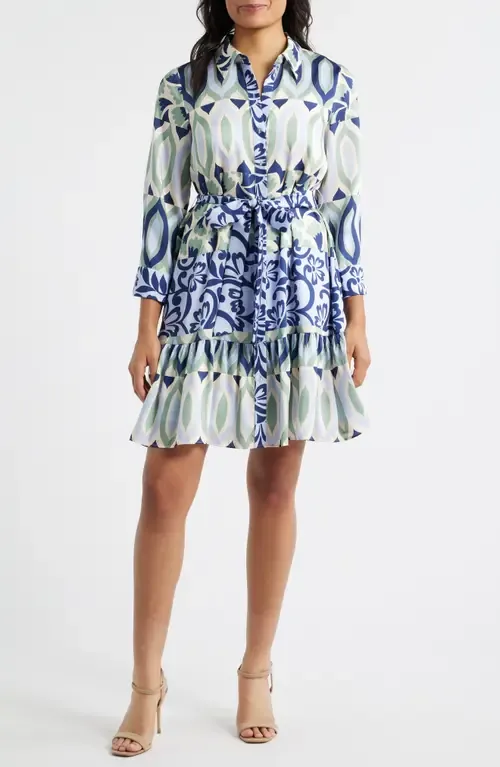 Mixed Print Mini Shirtdress by Julia Jordan