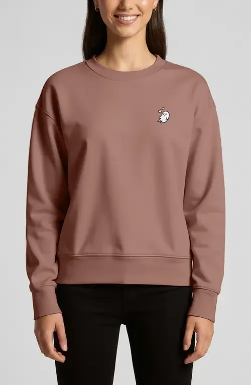 Heartly Ghost Relaxed Fleece Crewneck Sweatshirt by Dalix