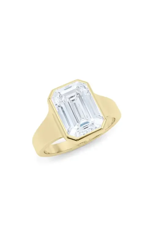 Emerald Cut Cigar Lab Created Diamond Ring in 2.00Ctw 18K Yellow Gold by HauteCarat