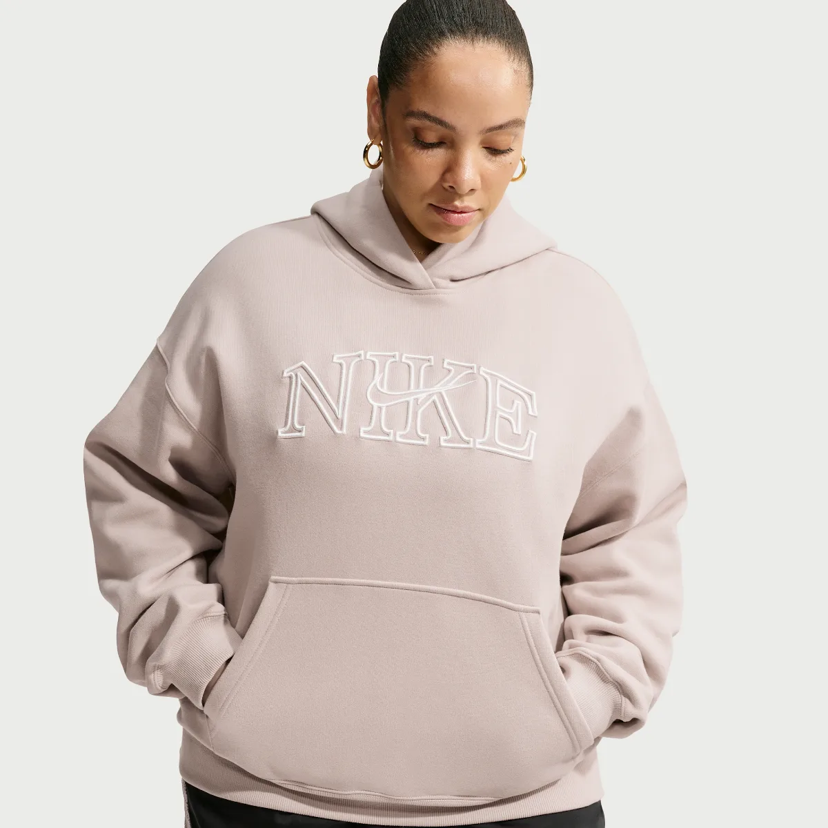 Studio Fleece Medium Weight Oversized Pullover Logo Hoodie by Nike