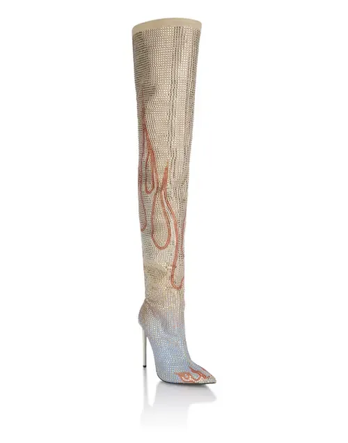 Suede Strass Boots Hi-Heels Overknees Flame by PHILIPP PLEIN