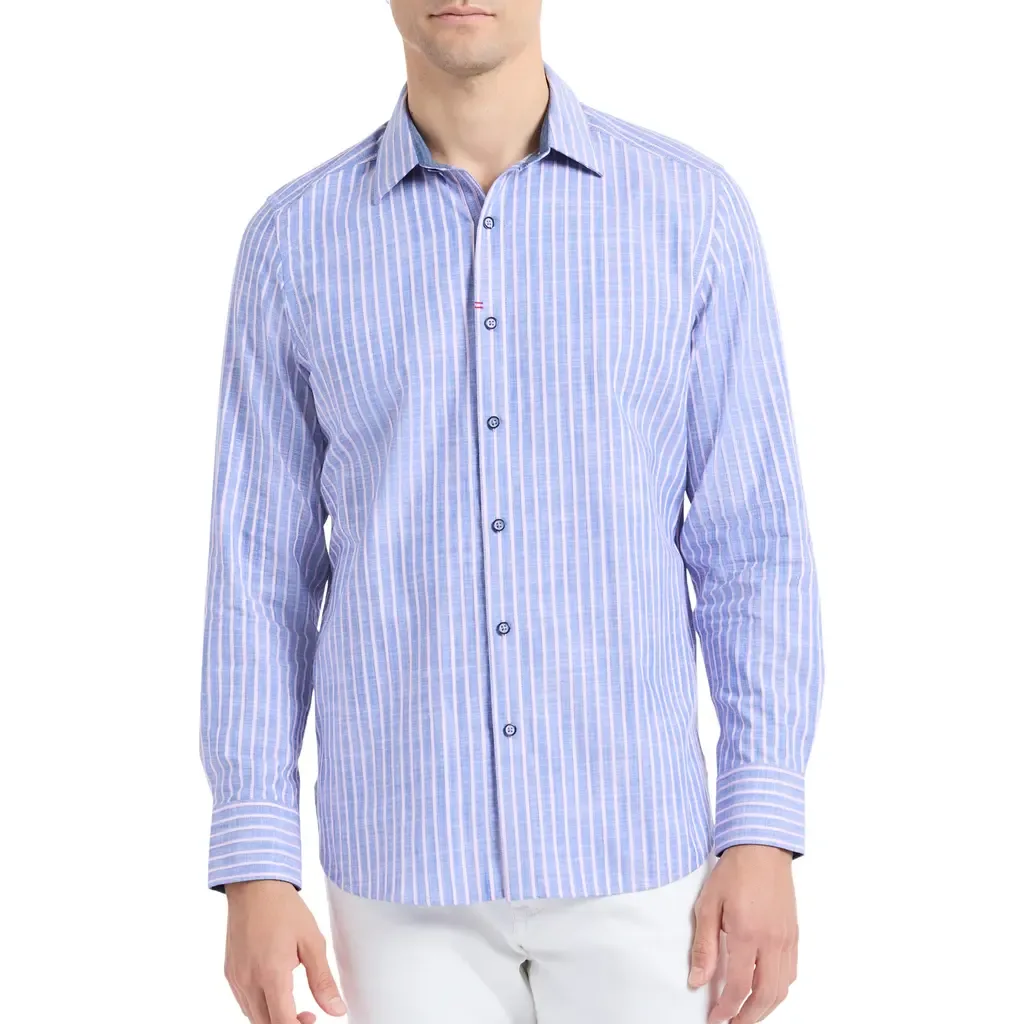 Fardella Stripe Cotton Button Up by Robert Graham