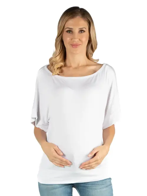 Maternity Loose Fit Dolman Top with Wide Sleeves by 24seven Comfort Apparel
