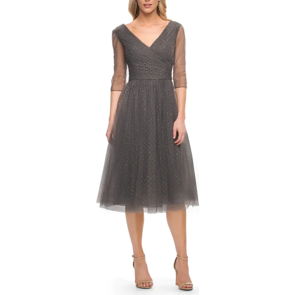 Beaded Tulle Cocktail Dress by La Femme