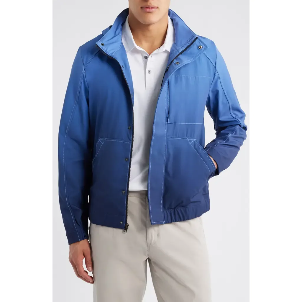 Water Resistant Ombré Windbreaker with Stowaway Hood by W.R.K
