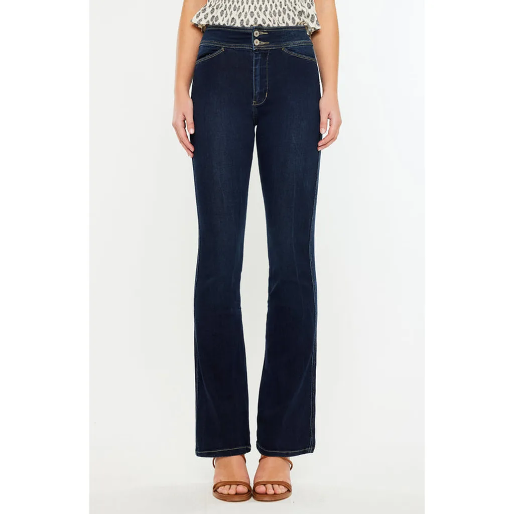 Seren High Rise Exposed Button Bootcut Jeans by KanCan