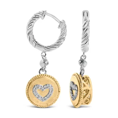 18K Gold Over Silver 1/8 Cttw Diamond Drop and Dangle Earring by Haus of Brilliance