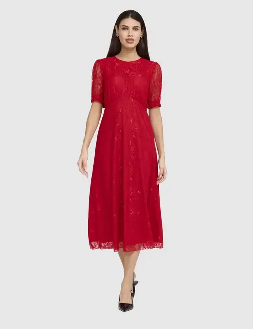 Mela Puff Sleeve Midi Tea Dress by Finery London
