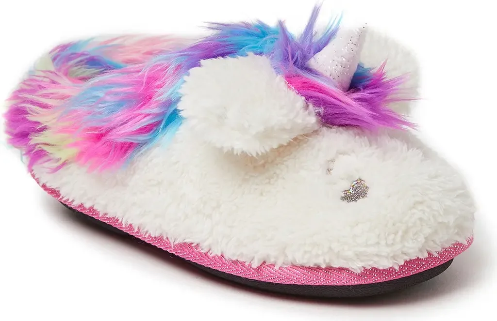 Peyton Novelty Unicorn Fuzzy Slipper by Dearfoams