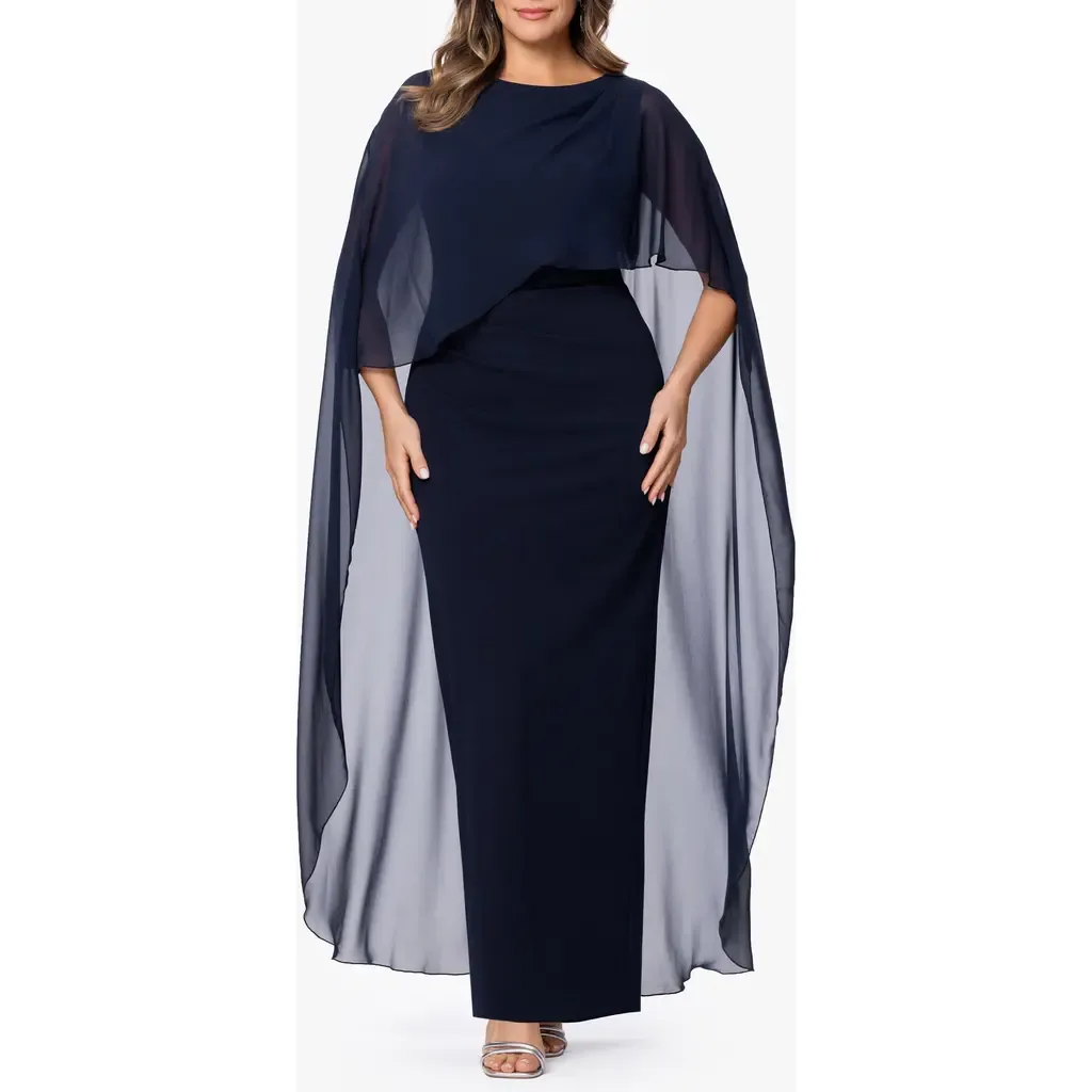 Overly Cape Gown by Xscape Evenings