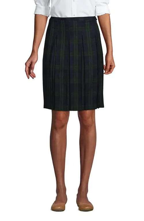 School Uniform Young Plaid Box Pleat Skirt Top of the Knee by Lands' End