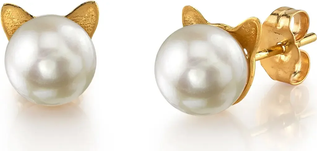 Japanese Akoya Pearl Cat Cathy Earrings by The Pearl Source