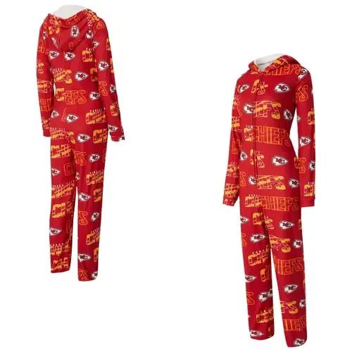 Kansas City Chiefs Roadway Allover Print Microfleece Full-Zip Union Suit by CONCEPTS SPORT