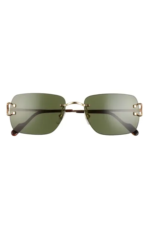 59mm Rimless Rectangular Sunglasses by Cartier