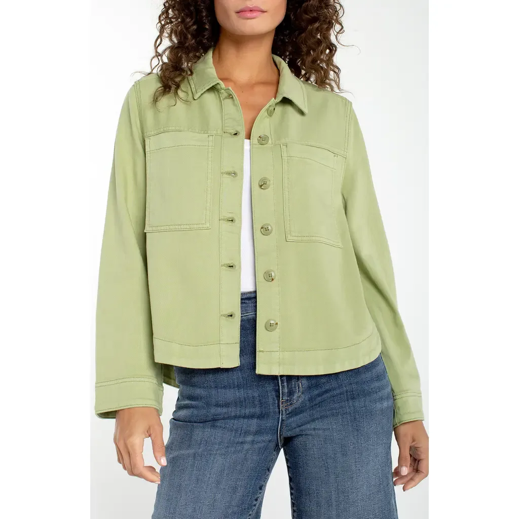 High/Low Denim Shacket by Liverpool Los Angeles