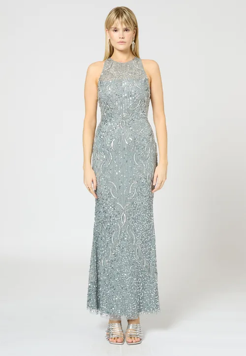 Embellished Sequin Beaded Long Maxi Dress