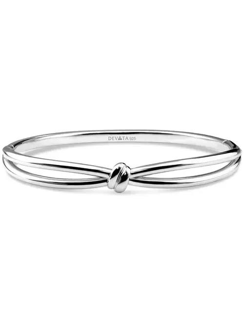 Love Knot Bangle Bracelet in Rhodium Plated Sterling Silver, 8mm by DEVATA