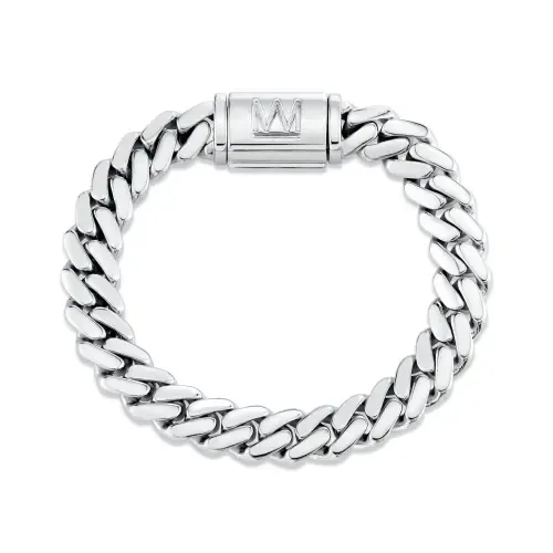 10mm Silver Cuban Chain Bracelet