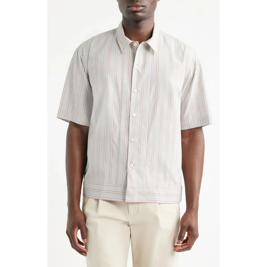 Reed 5322 Stripe Short Sleeve Pima Cotton Poplin Button-Up Shirt by NN07