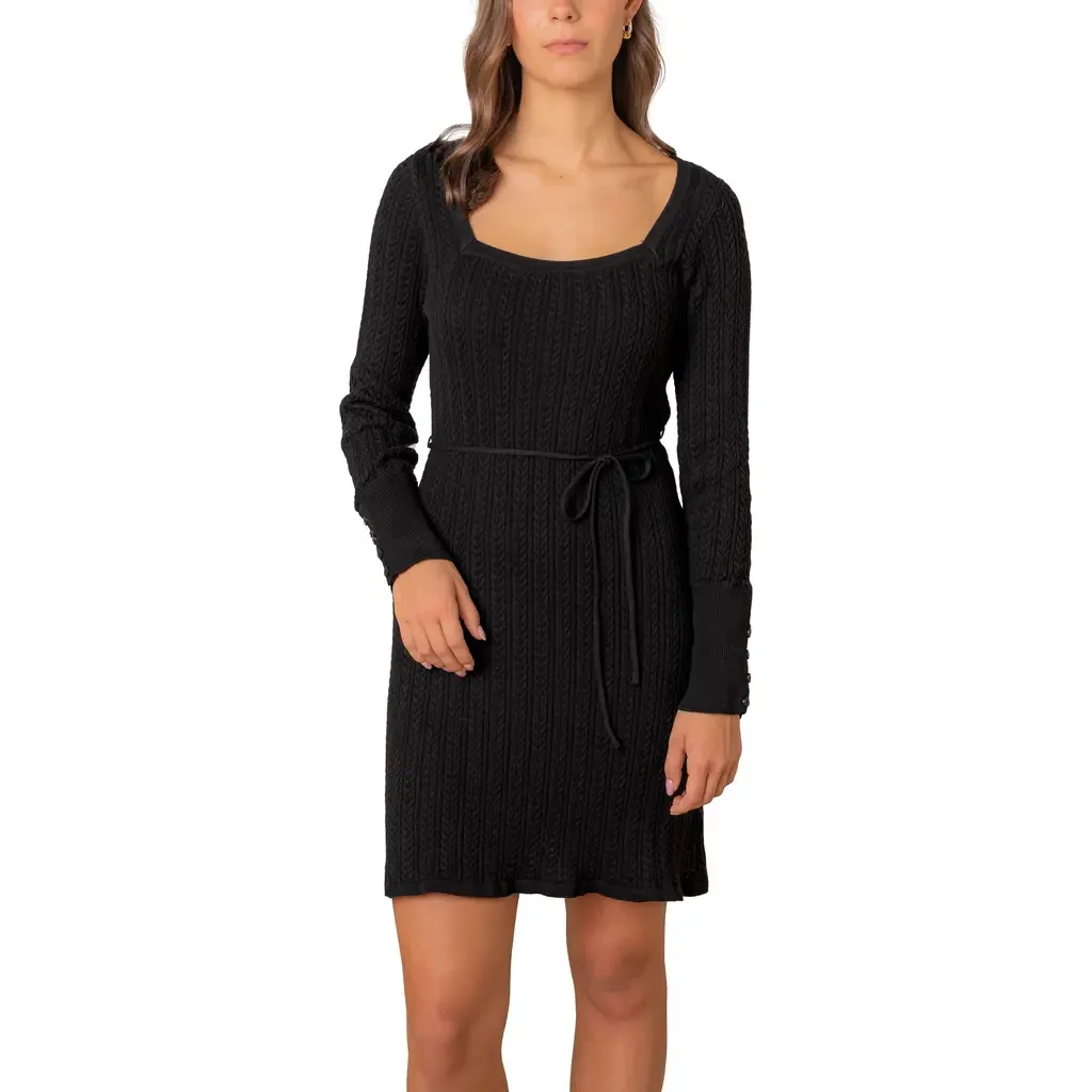 Organic Square Neck Cable Sweater Dress by Hope & Henry