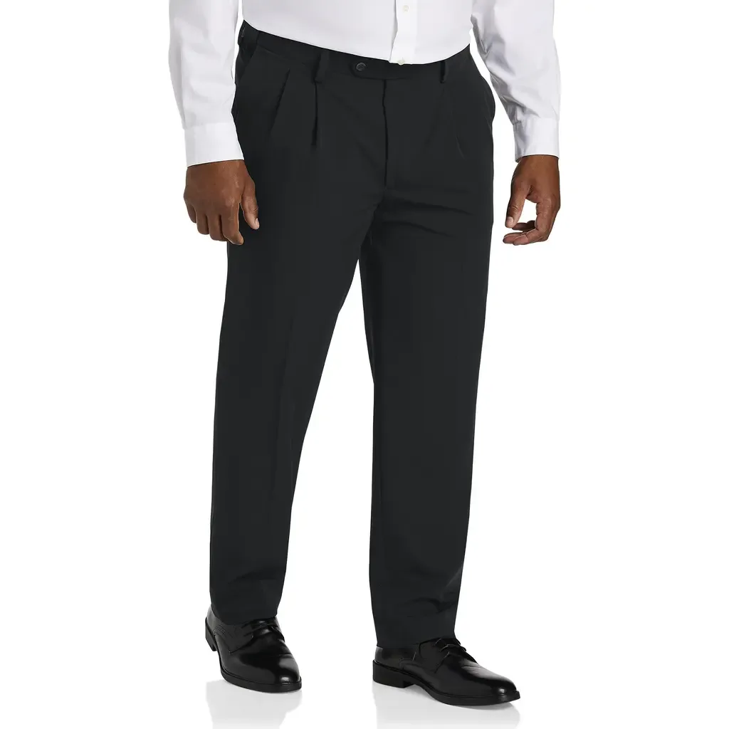 Easy Stretch Pleated Dress Pants by Oak Hill by DXL