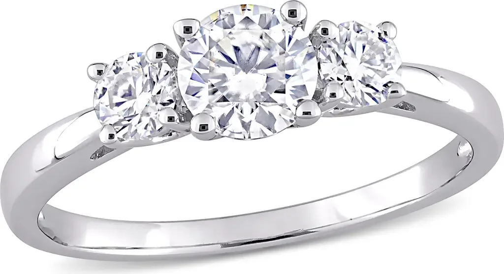 1CT DEW Moissanite 3-Stone Ring in Sterling Silver by Julianna B.