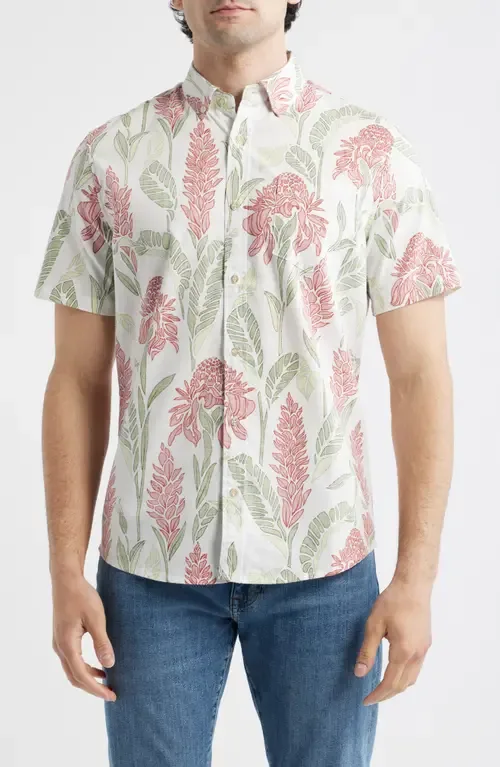 Ginger Burst Short Sleeve Button-Down Cotton Blend Sport Shirt by Reyn Spooner
