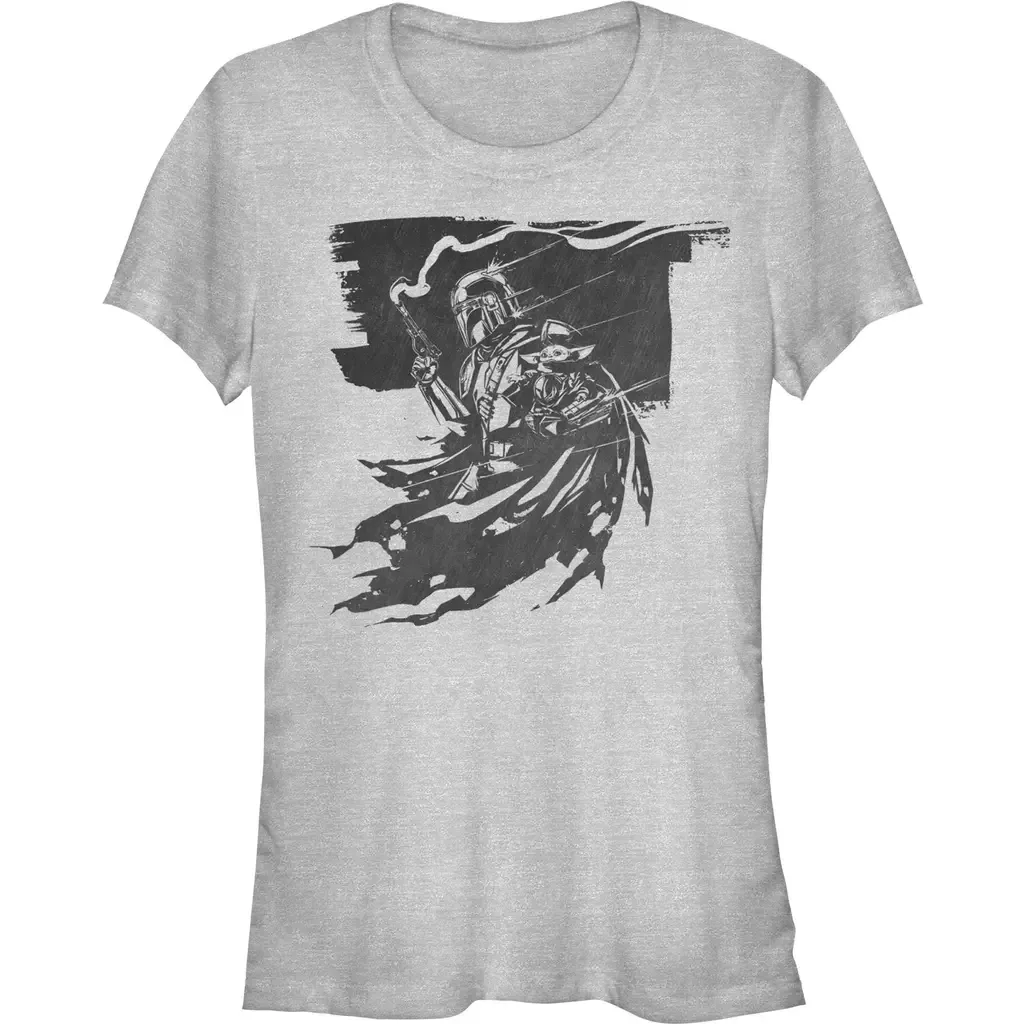 Din Djarin and the Child Powerful Scene Short Sleeve Graphic T-Shirt by Star Wars: The Mandalorian and Grogu