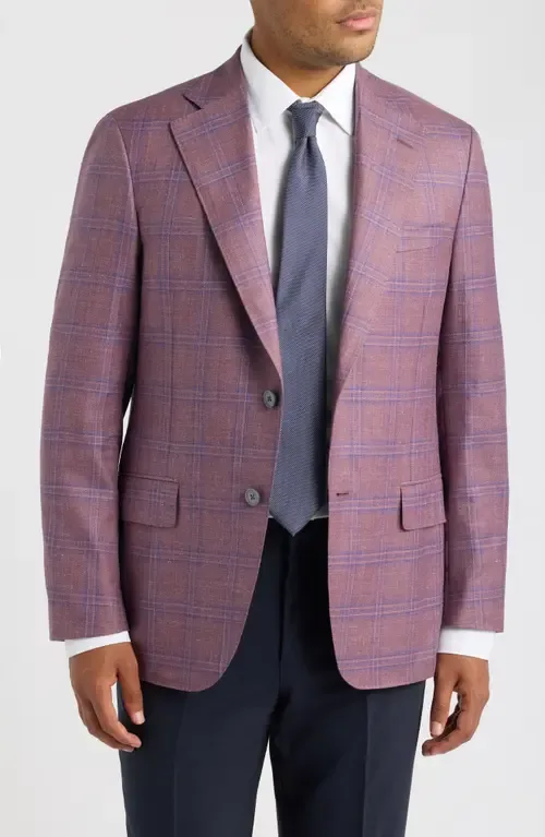 Purple Check Slub Wool Blend Sport Coat by Heritage Gold