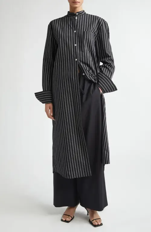 Stripe Long Sleeve Cotton Blend Tunic Shirtdress by TOTEME