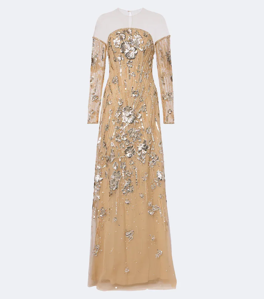 Robe Longue En Tulle à Ornements