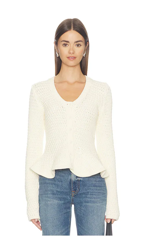 Elina Peplum Openwork Cardigan by PISTOLA