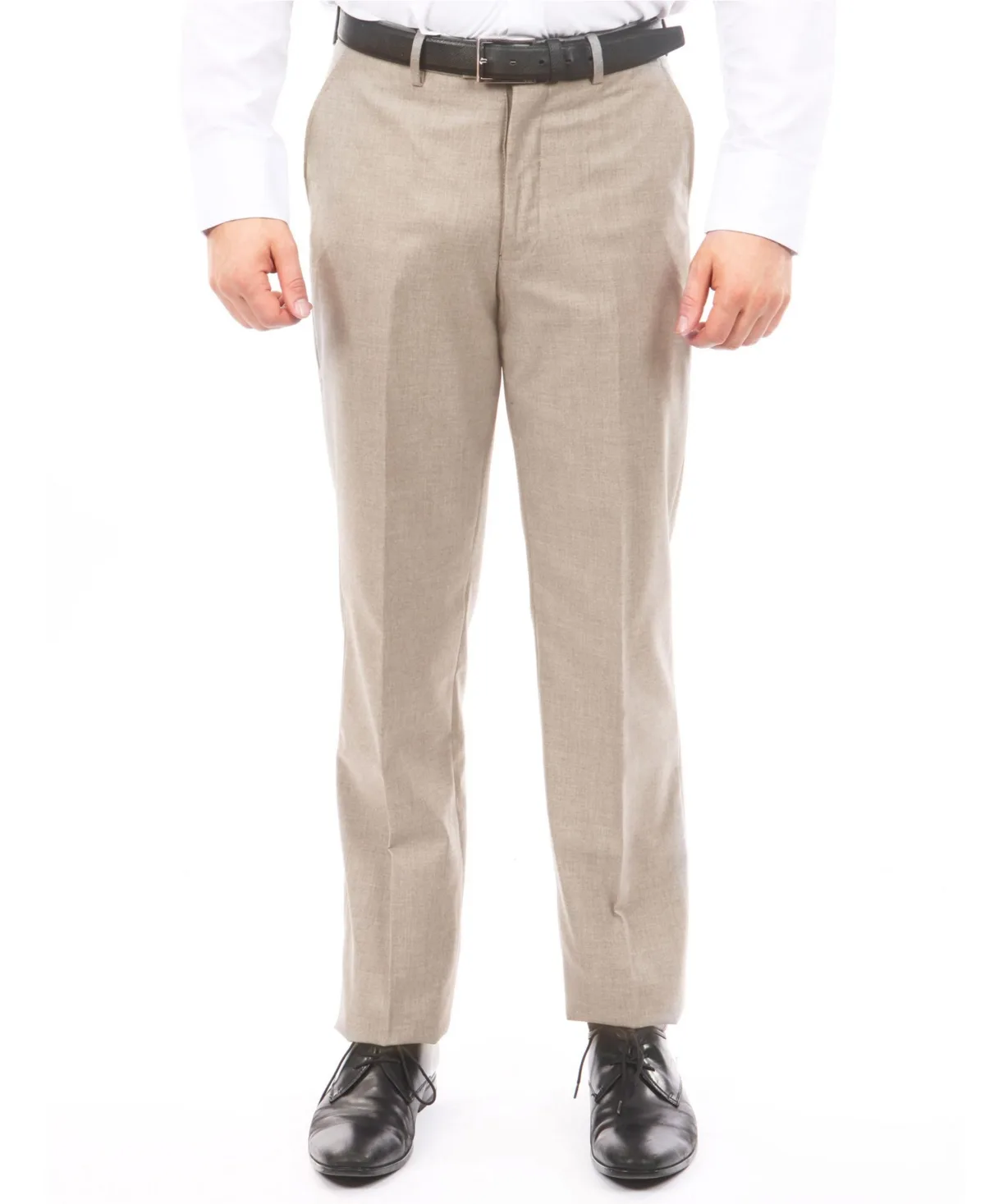 Slim-Fit Flat Front Stretch Dress Pants by Tazio
