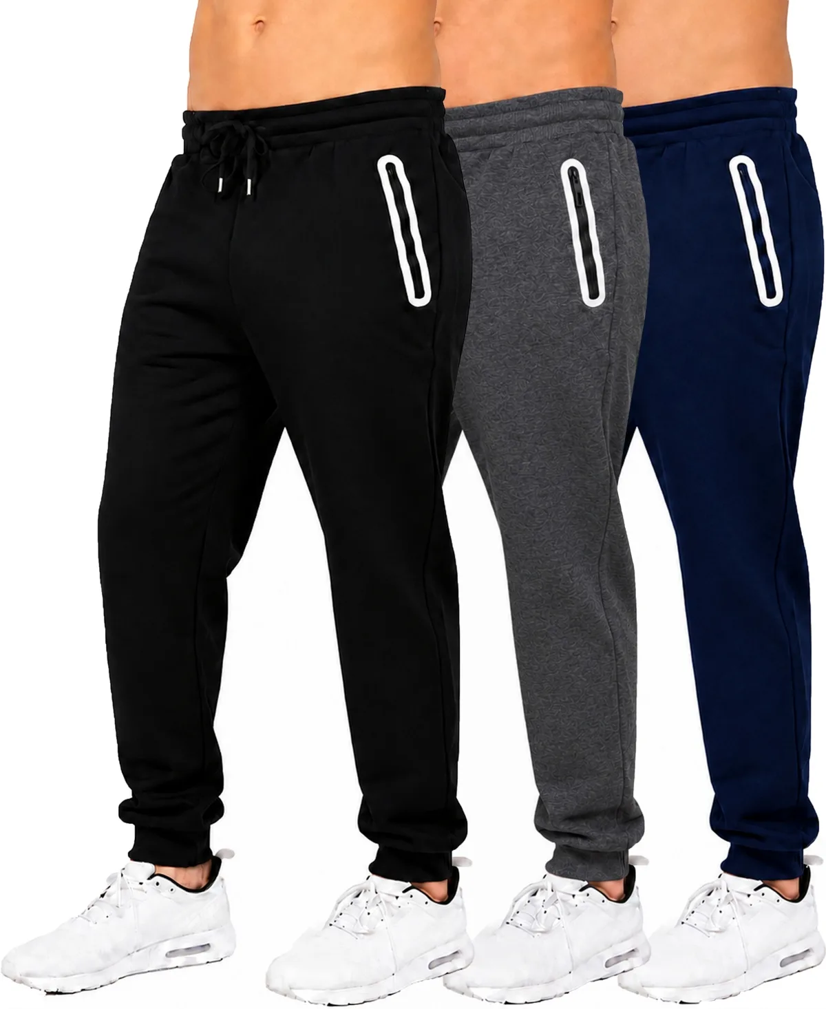 Fleece-Lined Slim-Fit Jogger Sweatpants, 3-Pack Set by Blue Ice